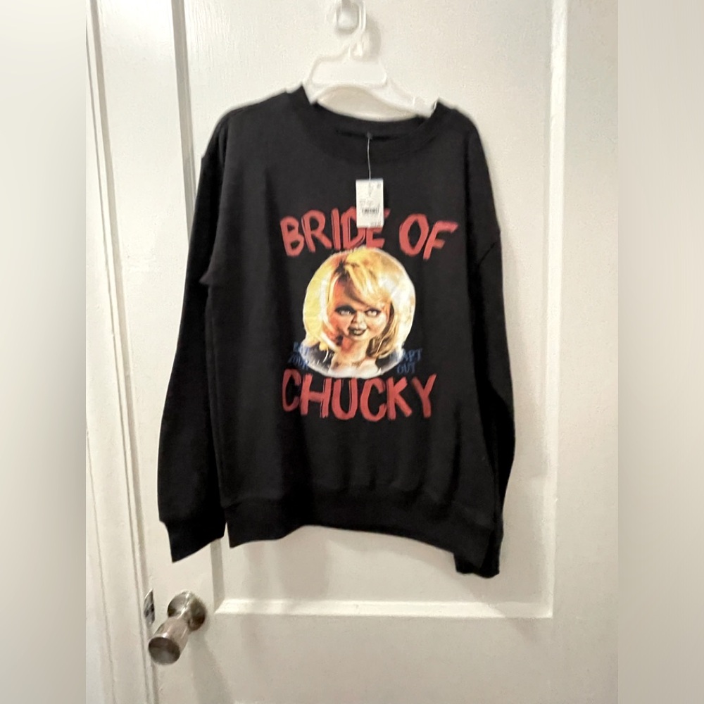 Black Bride of Chucky Graphic Crewneck Sweatshirt